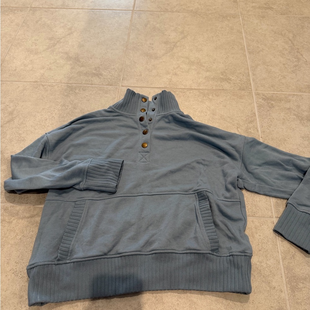 Women's Blue Snap-up Sweatshirt